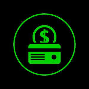 Icona verde di un portafoglio con il simbolo del dollaro, che indica pagamento o depositi.