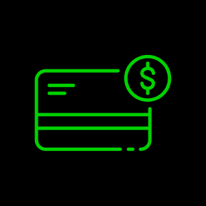 Icona di carta di credito con un simbolo del dollaro che indica la gestione dell'account.