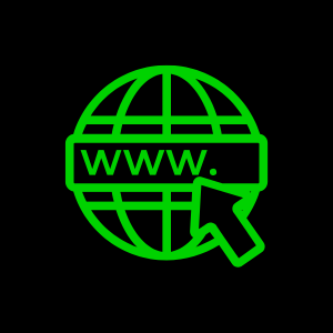 Icona che rappresenta un globo con 'www.’ e un cursore, simbolizzando l'accesso a Internet o a un sito web.