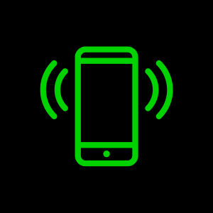 Icona che rappresenta uno smartphone con onde di segnale.