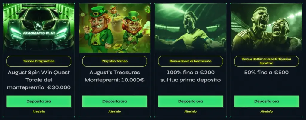 Immagine di una gara automobilistica con logo di Pragmatic Play, featuring il Torneo Pragmatico, il Torneo PlaynGo e bonus sportivi, con un'auto sportiva e ambientazione futuristica.